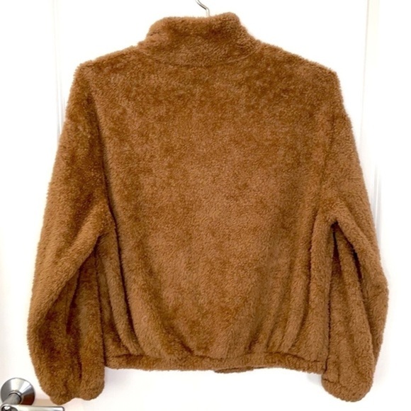 SHEIN | Women’s Tan / Brown SHEIN Chunky Fleece Full Zip Collared Sweatshirt - Picture 9 of 9